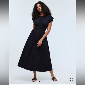 Madewell Smocked-Waist Midi Dress in Stripe Seersucker